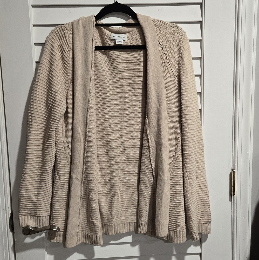 Liz Claiborne Beige Ribbed Cardigan - Picture 4 of 6